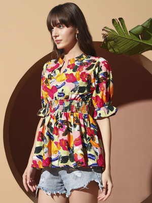 ZWERLON Casual Printed Women Pink Top