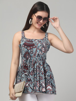 clobug Casual Floral Print Women Multicolor Top