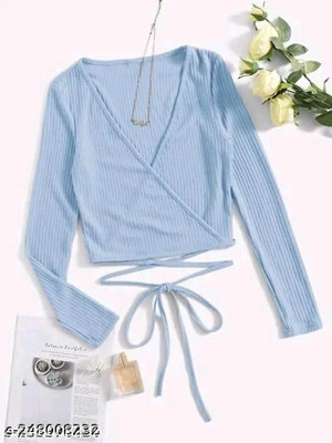 Sovi fashion Casual Solid Women Blue Top