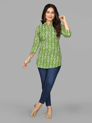 HouseOfCommon Casual Printed Women Green Top