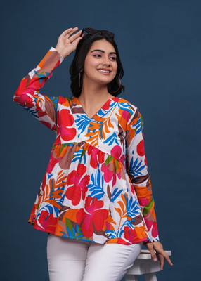 Divine Tatva Casual Printed Women Multicolor Top