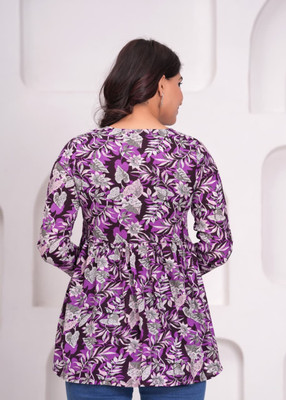 RAJDHANI CREATION Casual Floral Print Women Purple Top