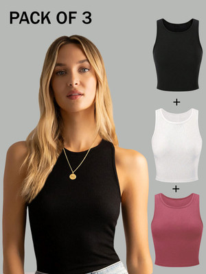 Toochki Casual Solid Women Black Top