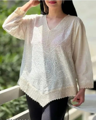 ukal Casual Printed Women Beige Top