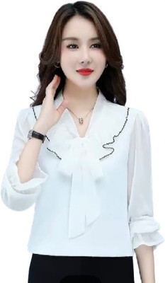 Dossier's Casual Solid Women White Top