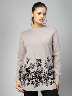 Mafadeny Casual Printed Women Grey Top