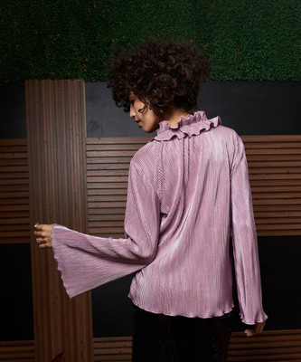 ATHENA Casual Solid Women Pink Top