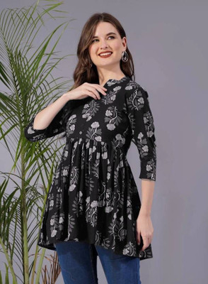 Dinaya Casual Printed Women Black Top