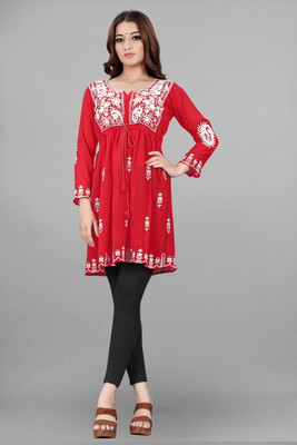nejadhari tax Casual Embroidered Women Red Top
