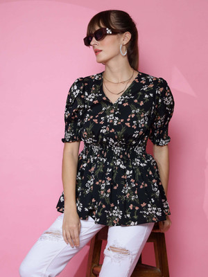 Sheetal Associates Casual Printed Women Black Top