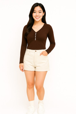 SUGARCANNE Casual Solid Women Brown Top