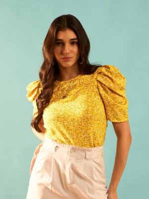 Berrylush Casual Printed Women Yellow Top