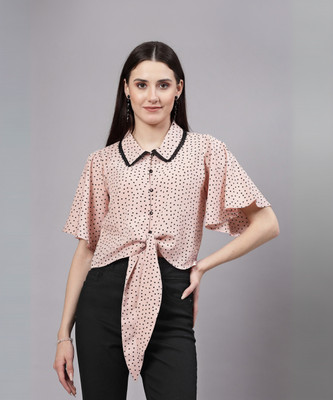 Style Quotient Casual Printed Women Pink, Black Top