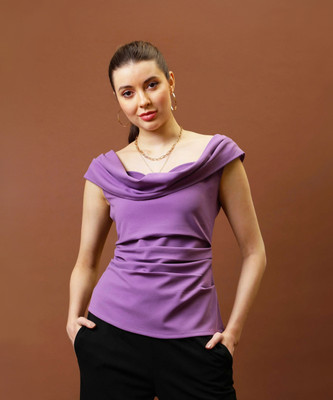 ATHENA Casual Solid Women Purple Top