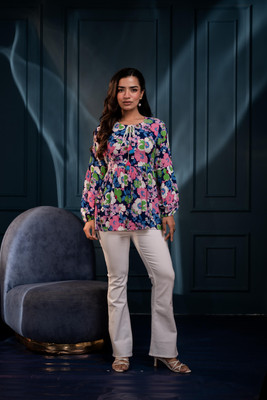 Juniper Casual Floral Print Women Multicolor Top