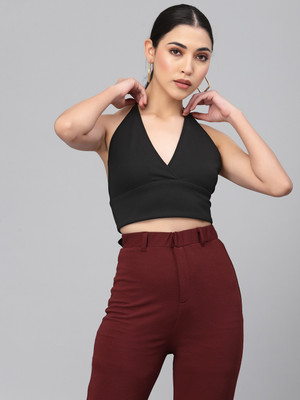 Style Quotient Casual Solid Women Black Top