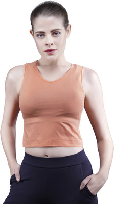 Laasa Sports Casual Solid Women Orange Top