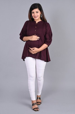 Mirjai Casual Solid Women Maroon Top