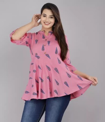 Peachy Robes Casual Printed Women Pink Top