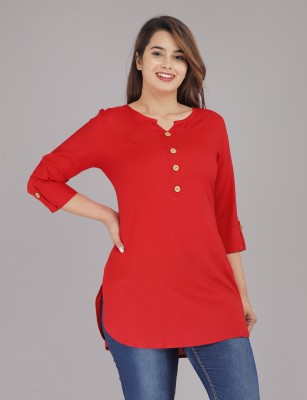 STYLE GANGA Casual Solid Women Red Top