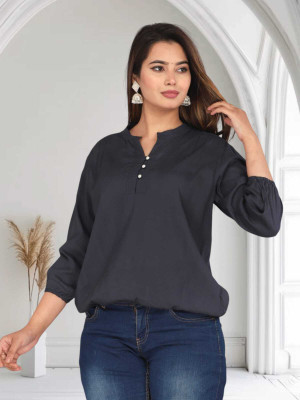 Himanc Enterprises Casual Solid Women Grey Top