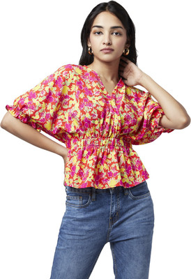 YU by Pantaloons Casual Printed Women Multicolor Top