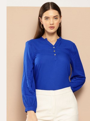 CHEMISTRY Casual Solid Women Blue Top