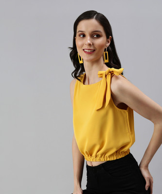 SHOWOFFFF Casual Solid Women Yellow Top