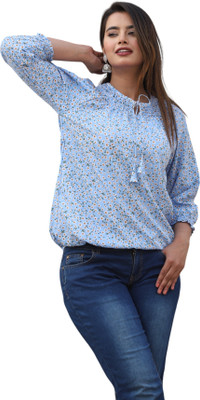 TRUSTED ENTERPRISES Casual Printed Women Blue Top