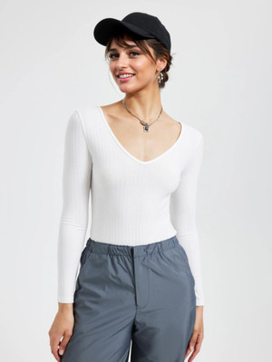 BEBO creation Casual Solid Women White Top