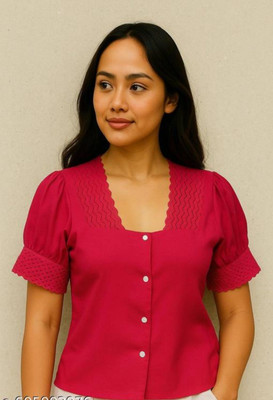 sunilclotheswala Casual Solid, Lace Women Black Top