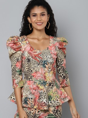 Poojaf Party Embellished Women Multicolor Top