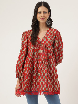 DIVENA Casual Printed Women Red Top