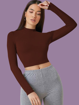 Dream Beauty Fashion Casual Solid Women Brown Top