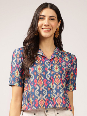 ANOUK Casual Printed Women Blue Top