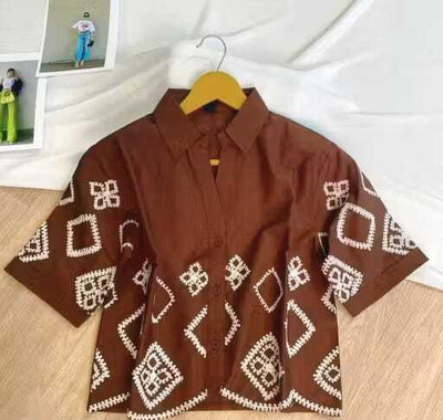 Miara Casual Embroidered Women Brown Top