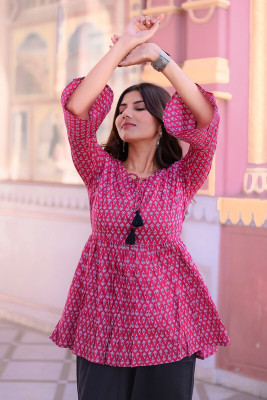 Vivika Casual Printed Women Pink Top