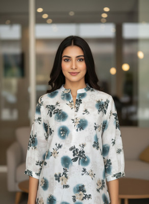 ZAYRAHETHNIK Casual Printed Women Dark Blue Top