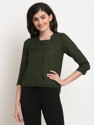 La Zoire Casual Solid Women Light Green Top