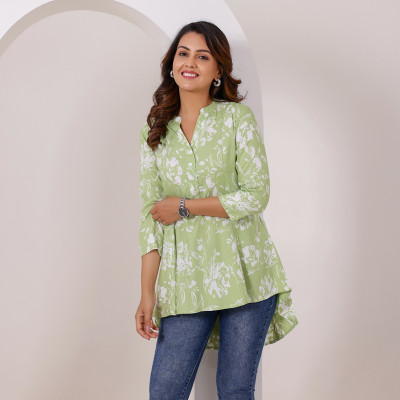 Vivika Casual Printed Women Green Top
