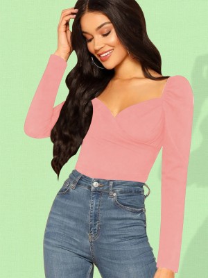 Dream Beauty Fashion Casual Solid Women Pink Top