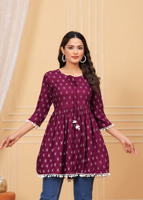 HouseOfCommon Casual Printed Women Purple, White Top