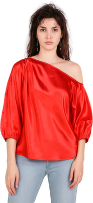 BoheeWohee Casual Solid Women Red Top