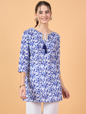 Neesh Casual Printed Women Blue, White Top