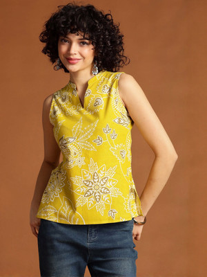 ANOUK Casual Floral Print Women Yellow Top