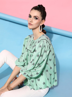 STREET9 Casual Printed Women Green Top