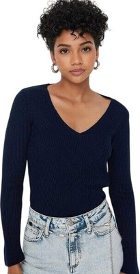 mystify Casual Self Design Women Dark Blue Top