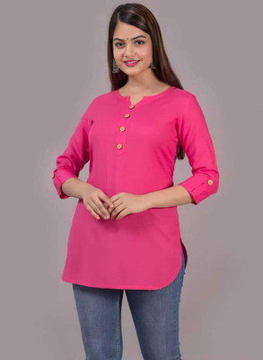 kair Casual Solid Women Pink Top