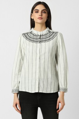 VAN HEUSEN Casual Striped Women White Top