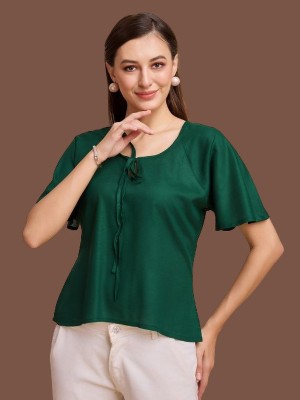 Harshiv Enterprise Casual Solid Women Dark Green Top